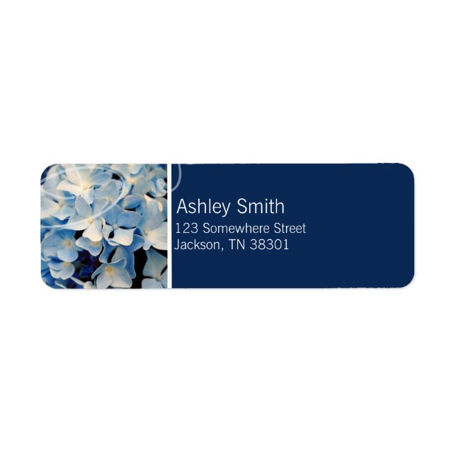 Blue Elegant Hydrangea Wedding Labels (Front)