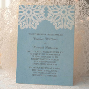 Blue Elegant Lace Wedding Invite