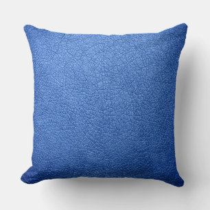 Blue Elegant Leather Look Throw Pillow
