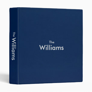 Blue Elegant Leather Simple Family Name Custom Binder