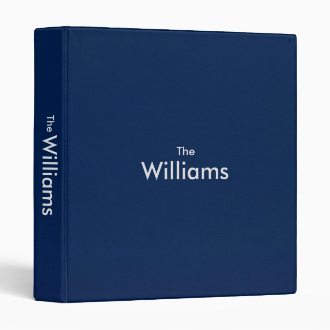 Blue Elegant Leather Simple Family Name Custom Binder (Front/Spine)