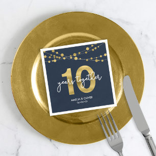 Blue Elegant Lights 10th Wedding Anniversary Party Napkin