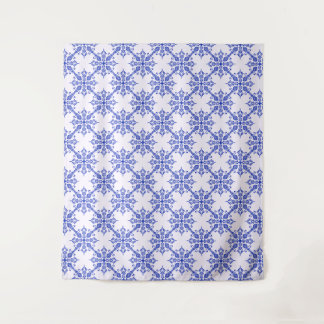 Blue elegant lines tiled pattern  tapestry