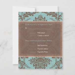 Blue Elegant Mariage damassé RSVP