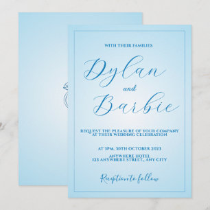 Blue Elegant Minimal Rings Wedding invitation