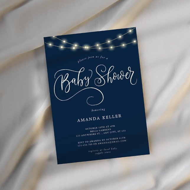 Blue Elegant Minimalist Baby Shower Invitation (Creator Uploaded)