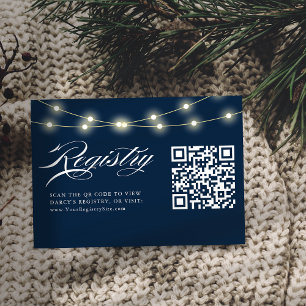 Blue Elegant Minimalist Baby Shower QR Code Gift R Enclosure Card