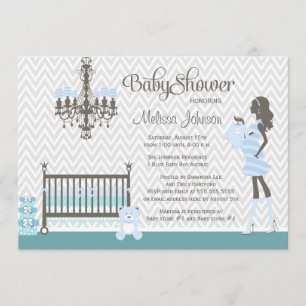 Blue elegant nursery baby boy shower invitation