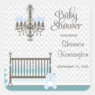 Blue elegant nursery baby boy shower stickers