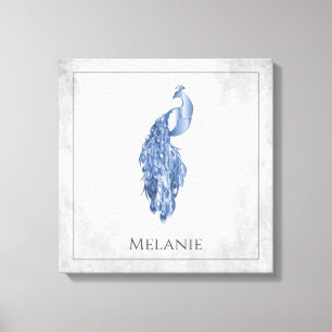 Blue Elegant Peacock Canvas Print