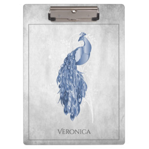 Blue Elegant Peacock Clipboard