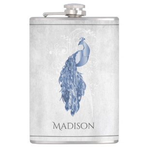 Blue Elegant Peacock Flask