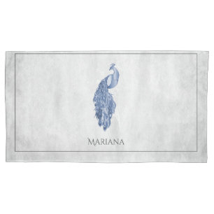 Blue Elegant Peacock Pillow Case
