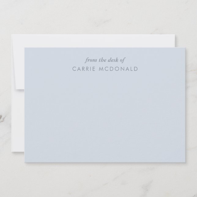 Blue Elegant Personalized Stationery Card (Front)
