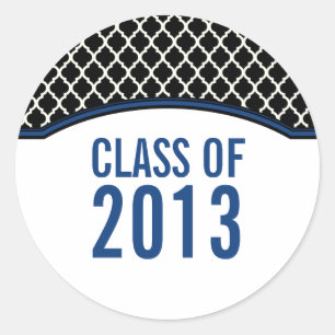 Blue Elegant Quatrefoil Graduation Stickers