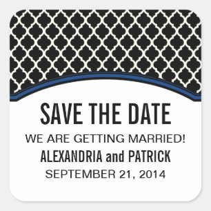 Blue Elegant Quatrefoil Save the Date Stickers