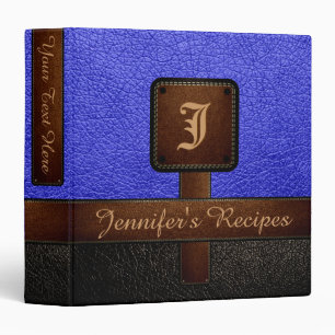 Blue Elegant Recipe Leather Look Binder