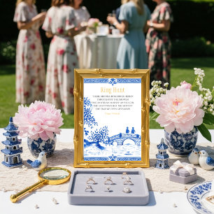 Blue elegant Ring Hunt Game sign Invitation