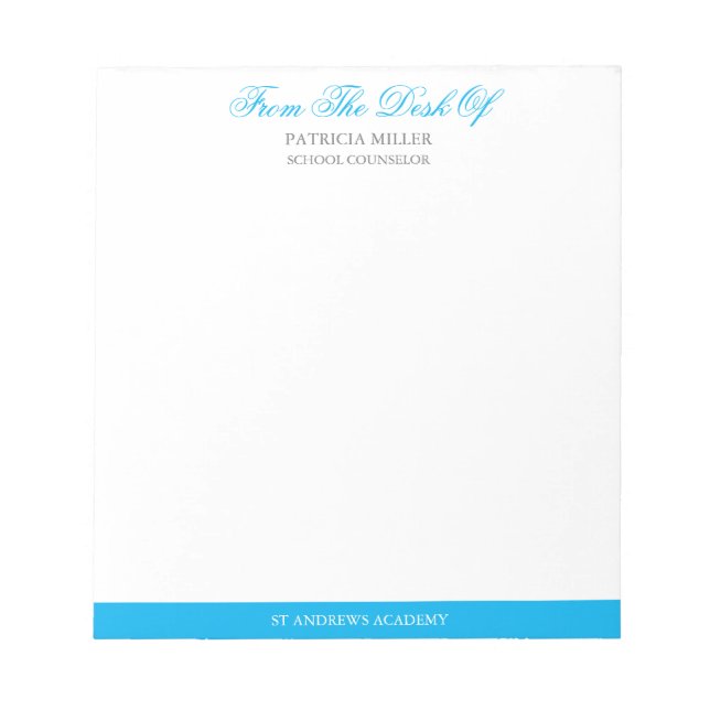 Blue Elegant Script Note From School Counselor (Front)