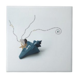 Blue elegant seashell tile as beach decor bathroom