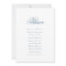 Blue Elegant Seating Chart Card Classic Script 