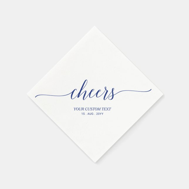 Blue | Elegant Stylish Lettering Cheers Party Napkin (Corner)