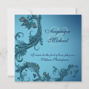 Blue elegant wedding anniversary engagement invitation