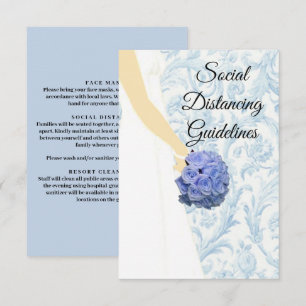 Blue Elegant Wedding Gown Safety Measures Enclosure Card