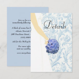 Blue Elegant Wedding Gown Wedding Details Enclosure Card