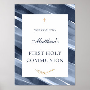 Blue Elegant Welcome Communion Baptism Confirmatio Poster