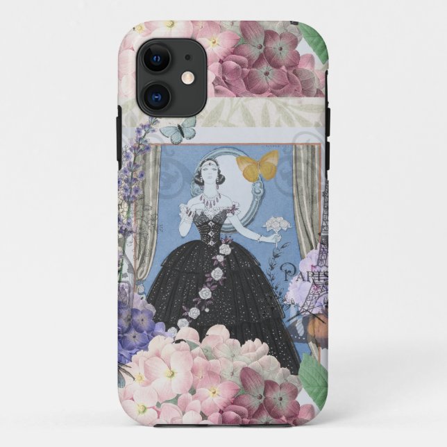 Blue Elegant Woman Floral Fancy Gown  Case-Mate iPhone Case (Back)