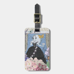 Blue Elegant Woman Floral Gown Dressy Luggage Tag