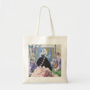 Blue Elegant Woman Floral Gown Dressy Tote Bag