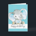 Blue Elephant 1st Birthday Baby Boy Card<br><div class="desc">Blue Elephant 1st Birthday Baby Boy</div>