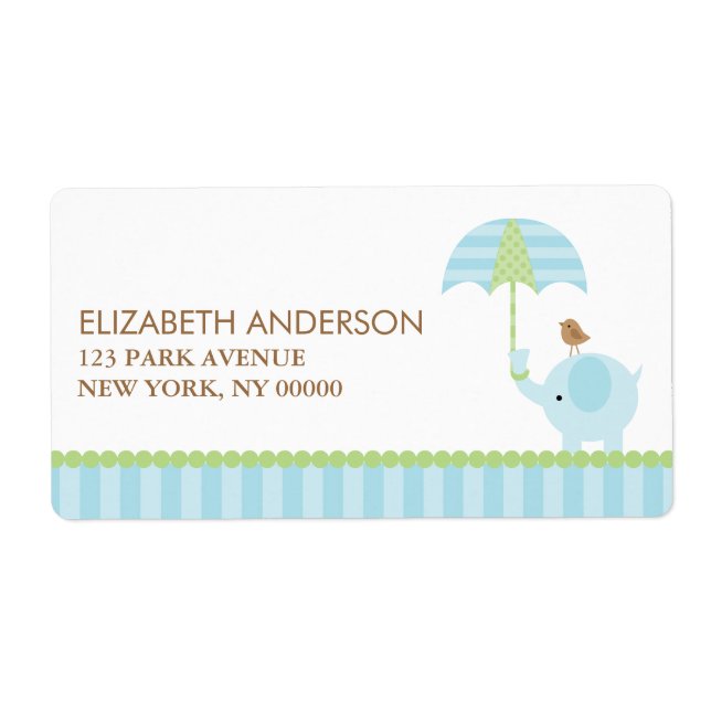 Blue Elephant Address Labels (Front)