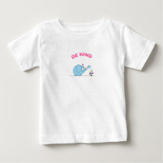 Blue Elephant And Beautiful Flowers Be Kind Baby T-Shirt