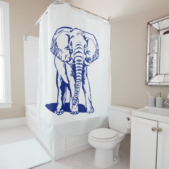 Blue Elephant And White Stripes (In Situ)