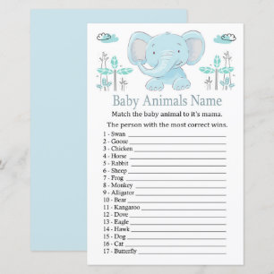 Blue elephant Baby Animals Name Game