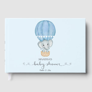 Blue Elephant Baby Boy Shower Guest Book
