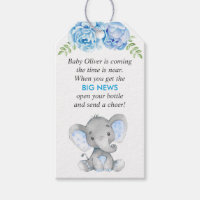 Blue Elephant Baby Boy Shower Mini Bottle Favour