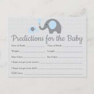 Blue Elephant Baby Predictions Cartes Baby shower