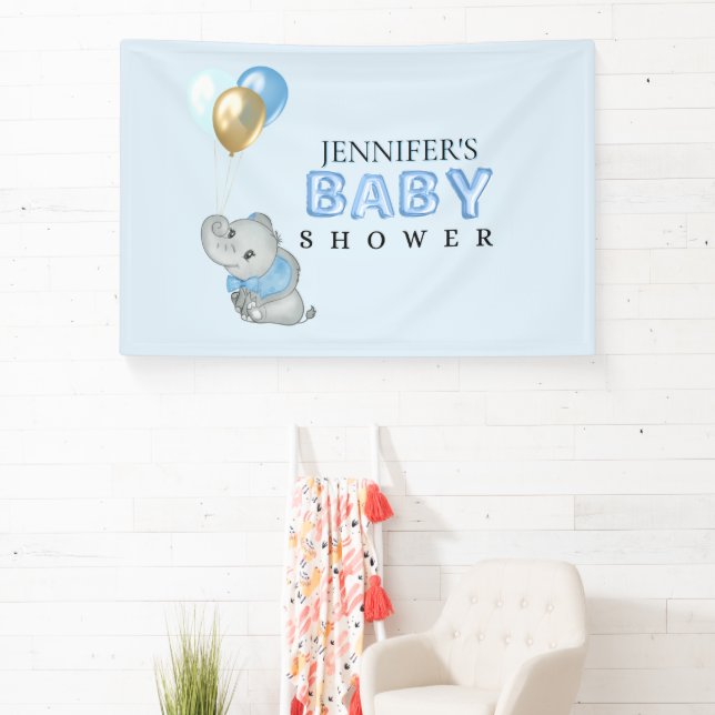 Blue Elephant Baby Shower Banner (Insitu)