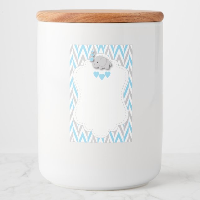 Blue Elephant Baby Shower - Blank Food Label (Front)