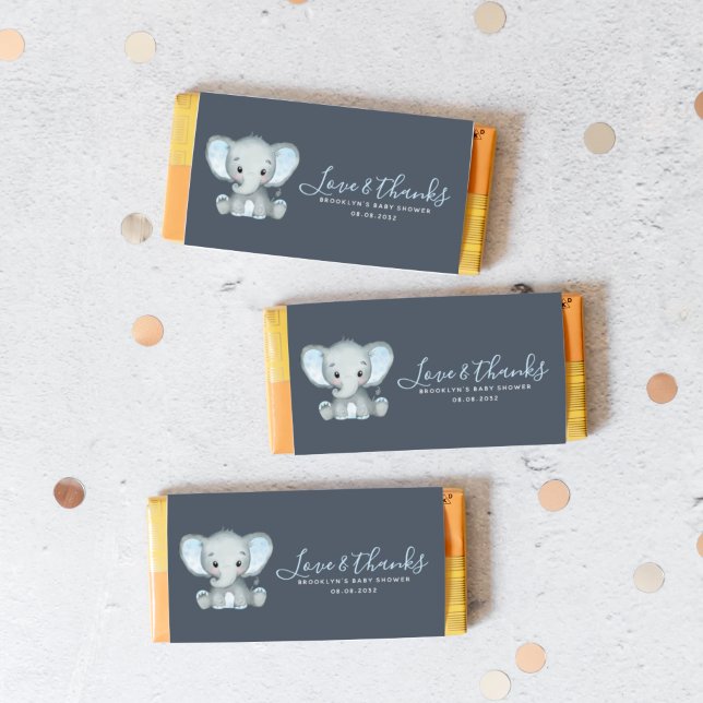 Blue Elephant Baby Shower Candy Bar Wrapper (Creator Uploaded)