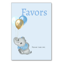 Blue Elephant Baby Shower Favours Card 