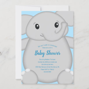 Blue Elephant Baby Shower Invitation