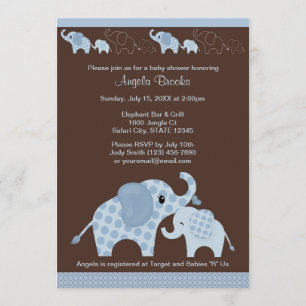 Blue ELEPHANT Baby Shower Invitation CE-B