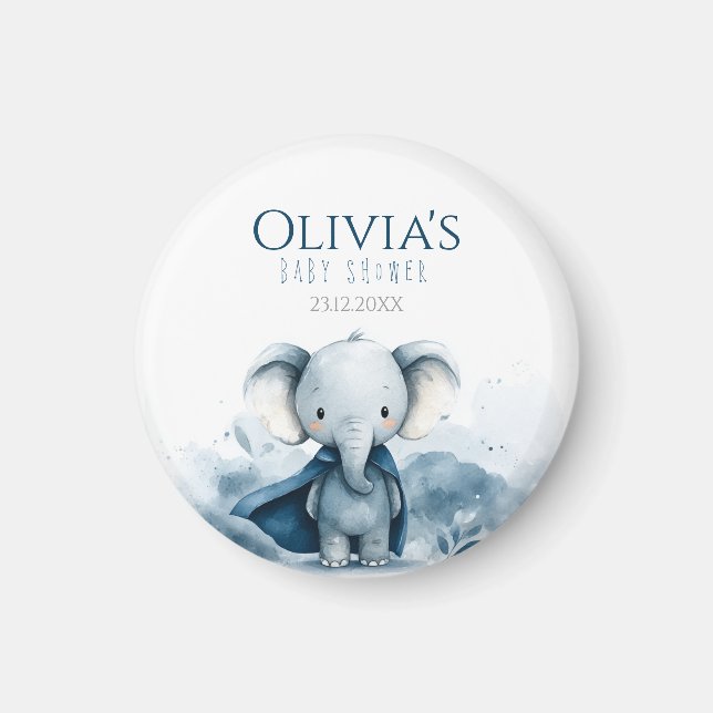 Blue Elephant Baby Shower Magnet  (Front)