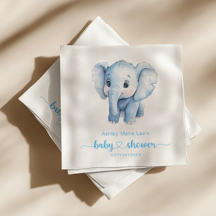 Blue Elephant Baby Shower Napkins – Watercolor Jun