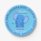 Blue Elephant Baby Shower Paper Plate